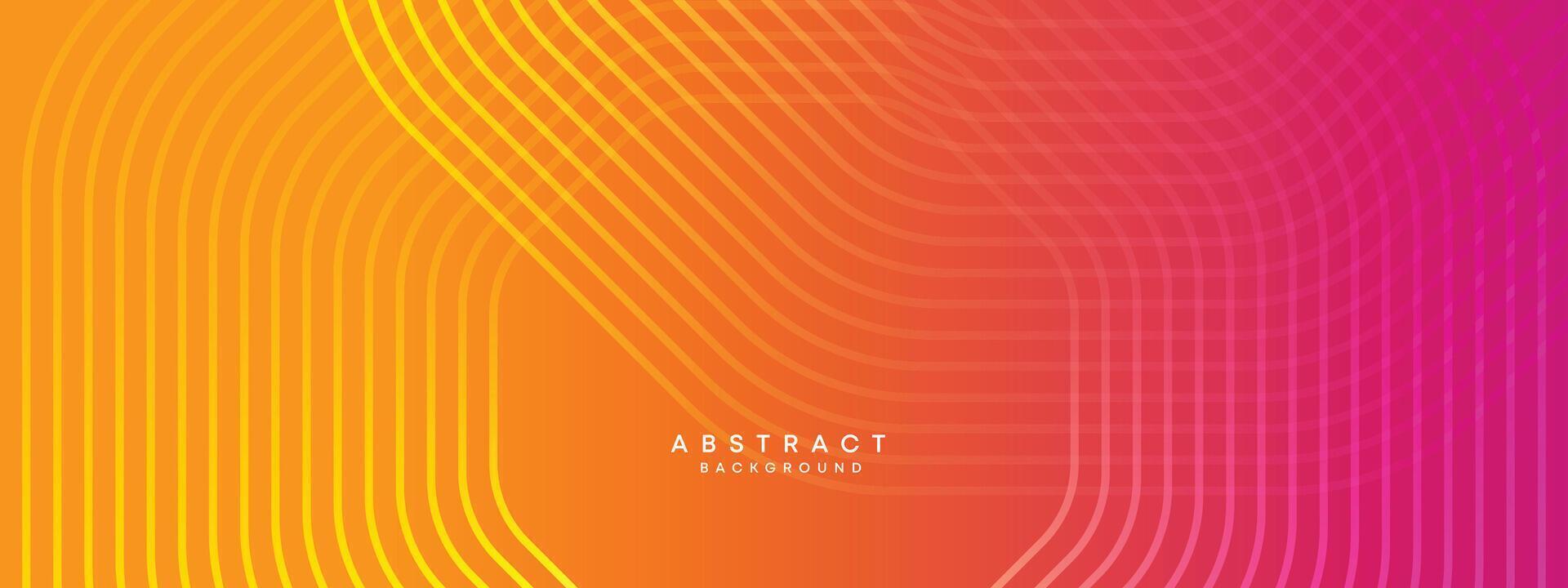 Abstract orange, pink gradient waving circles lines Technology web banner background. Modern yellow, purple gradient with glowing lines and shiny geometric diagonal shape for brochure, cover, header vector
