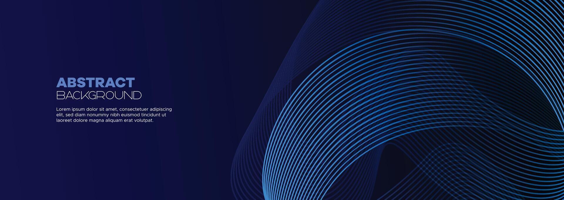 oscuro azul resumen bandera antecedentes con brillante geométrico círculos líneas. moderno Armada azul degradado brillante líneas modelo y futurista tecnología web antecedentes para folleto, cubrir, póster, encabezamiento vector
