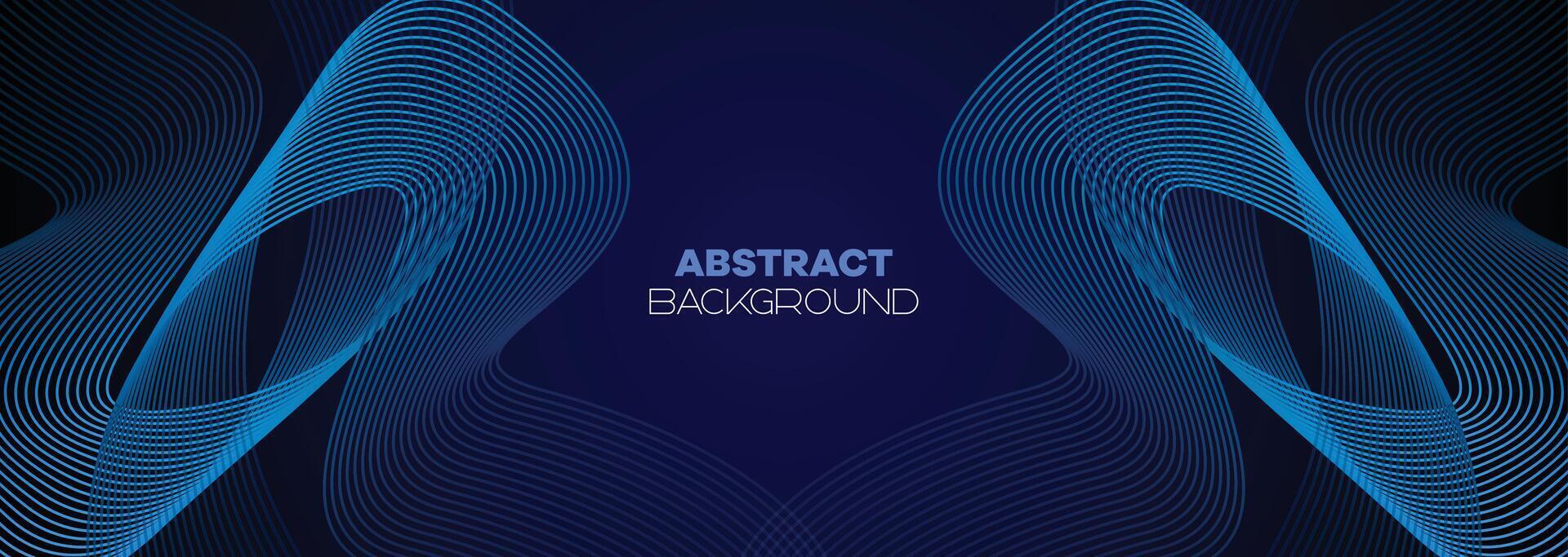 Dark blue abstract banner background with glowing geometric circles lines. Modern navy blue gradient shiny lines pattern and Futuristic technology web background for brochure, cover, poster, header vector