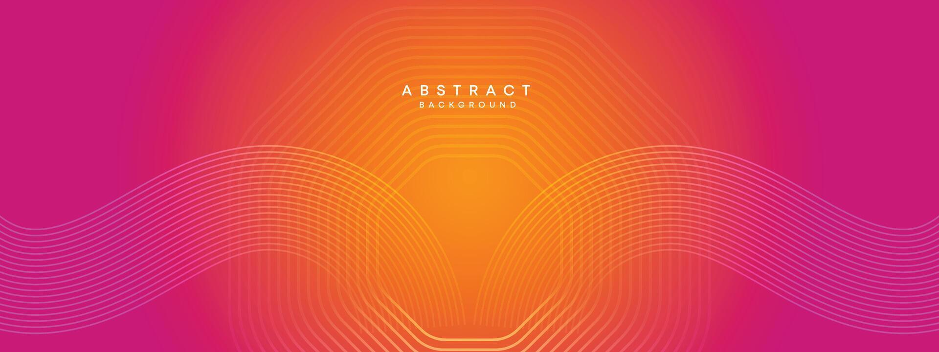 Abstract orange, pink gradient waving circles lines Technology web banner background. Modern yellow, purple gradient with glowing lines and shiny geometric diagonal shape for brochure, cover, header vector