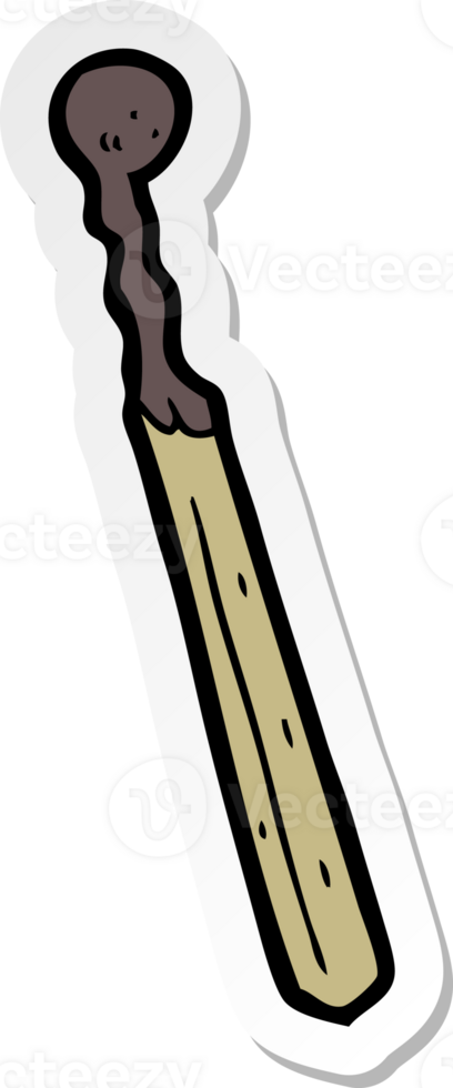 sticker of a cartoon burnt match png
