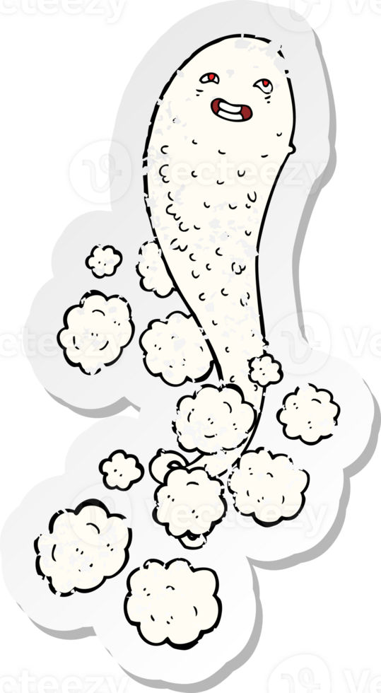 retro distressed sticker of a cartoon spooky ghost png