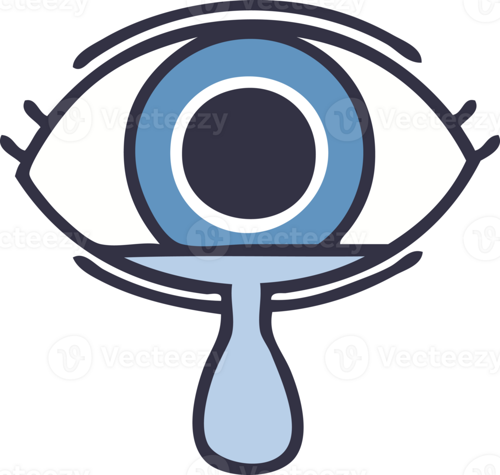 flat color retro cartoon of a crying eye png