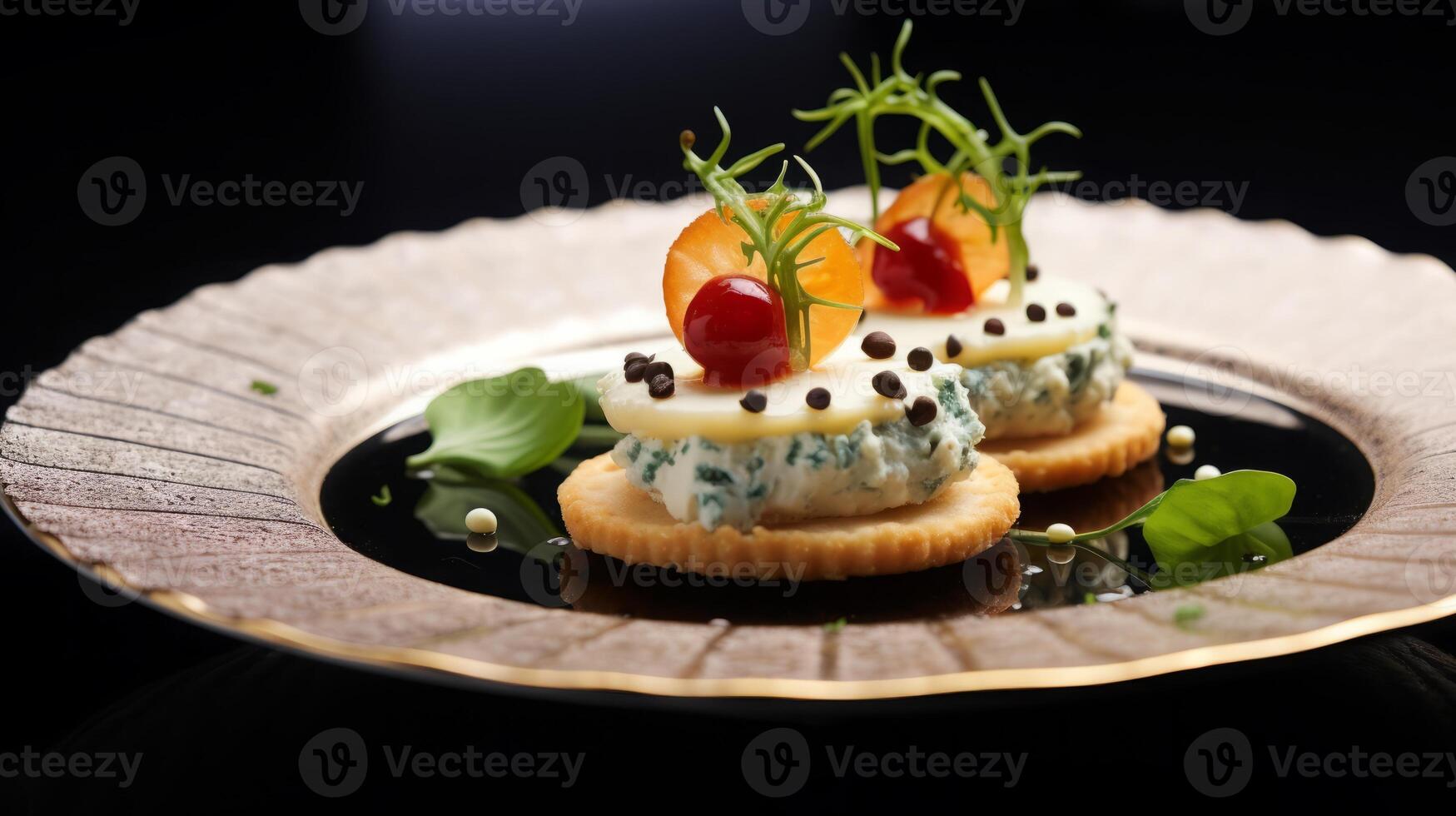 AI generated Delicious Canape on Elegant Plate photo