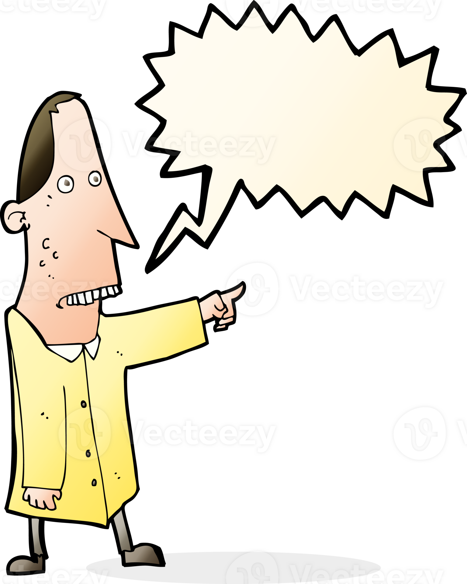cartoon ugly man pointing with speech bubble 40251208 PNG