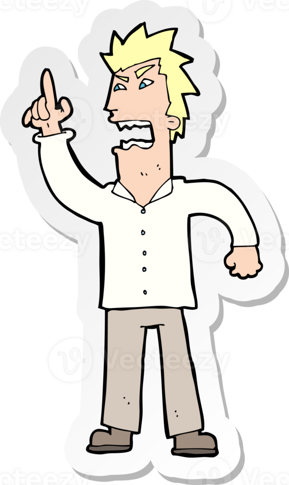 sticker of a cartoon angry man making point png