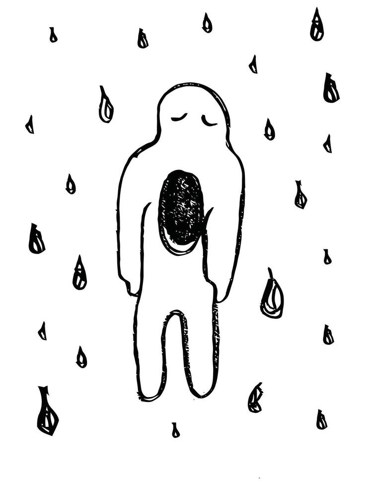 Abstract pencil drawings express sadness, loneliness, emptiness, alienation from society vector