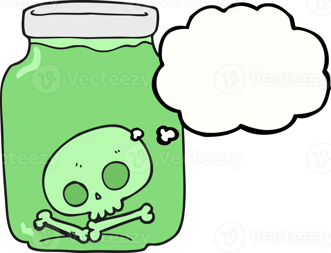 hand drawn thought bubble cartoon jar with skull png