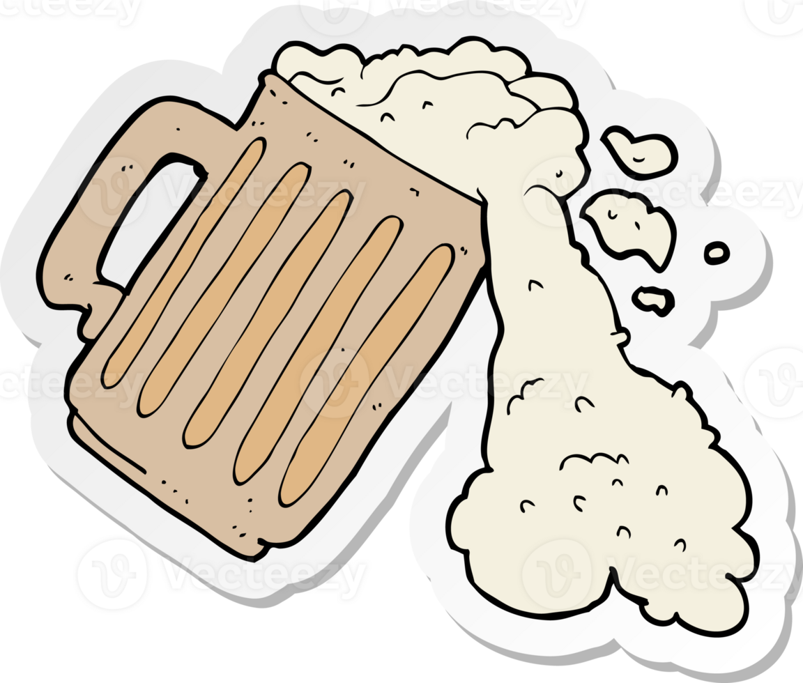 sticker of a cartoon mug of beer png