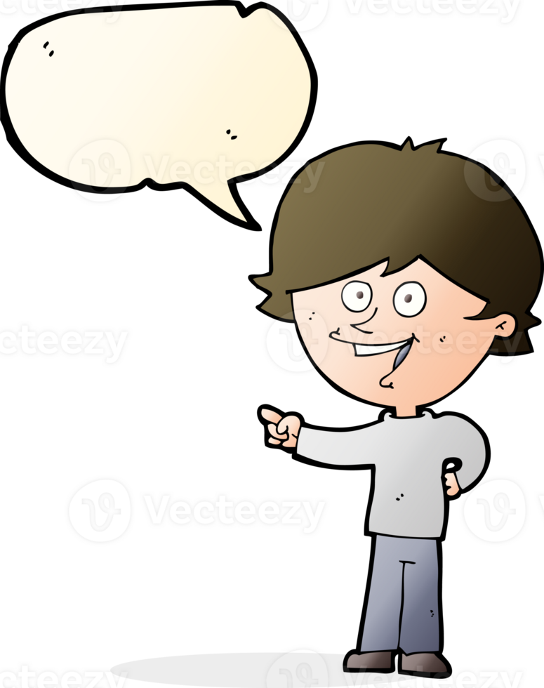 cartoon boy laughing and pointing with speech bubble png