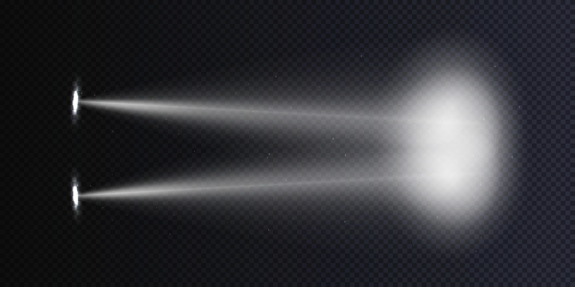 Car headlight top view concept isolated on a dark, transparent background. vector