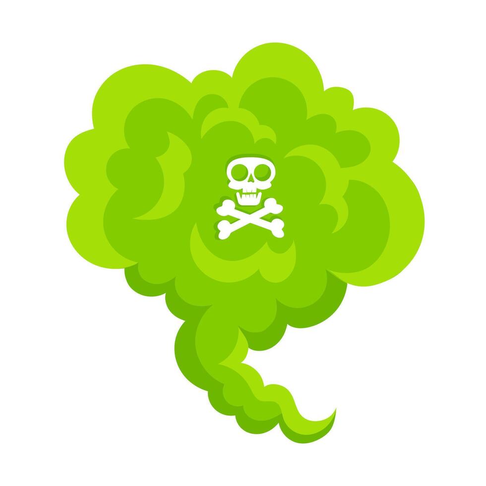 Smelling green cartoon smoke or fart clouds flat style design vector illustration. Bad stink or toxic aroma cartoon smoke cloud isolated on white background.