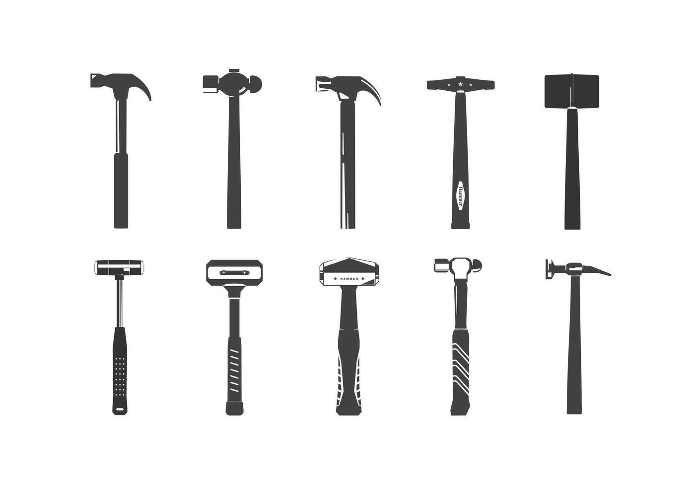 Vintage retro hipster icon set hammer. logo Carpentry tools silhouette vector