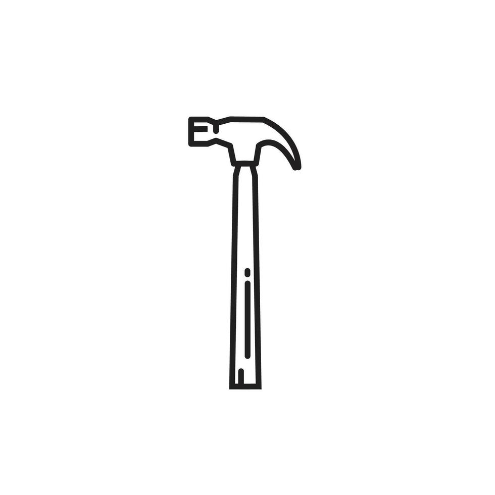 Vintage retro hipster lineart hammer. Carpentry tools silhouette icons on white background vector