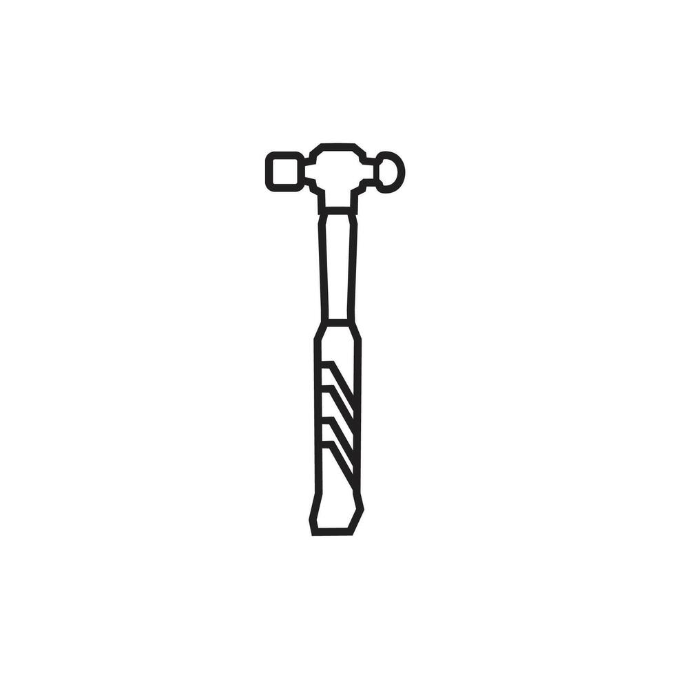 Vintage retro hipster lineart hammer. Carpentry tools silhouette icons on white background vector