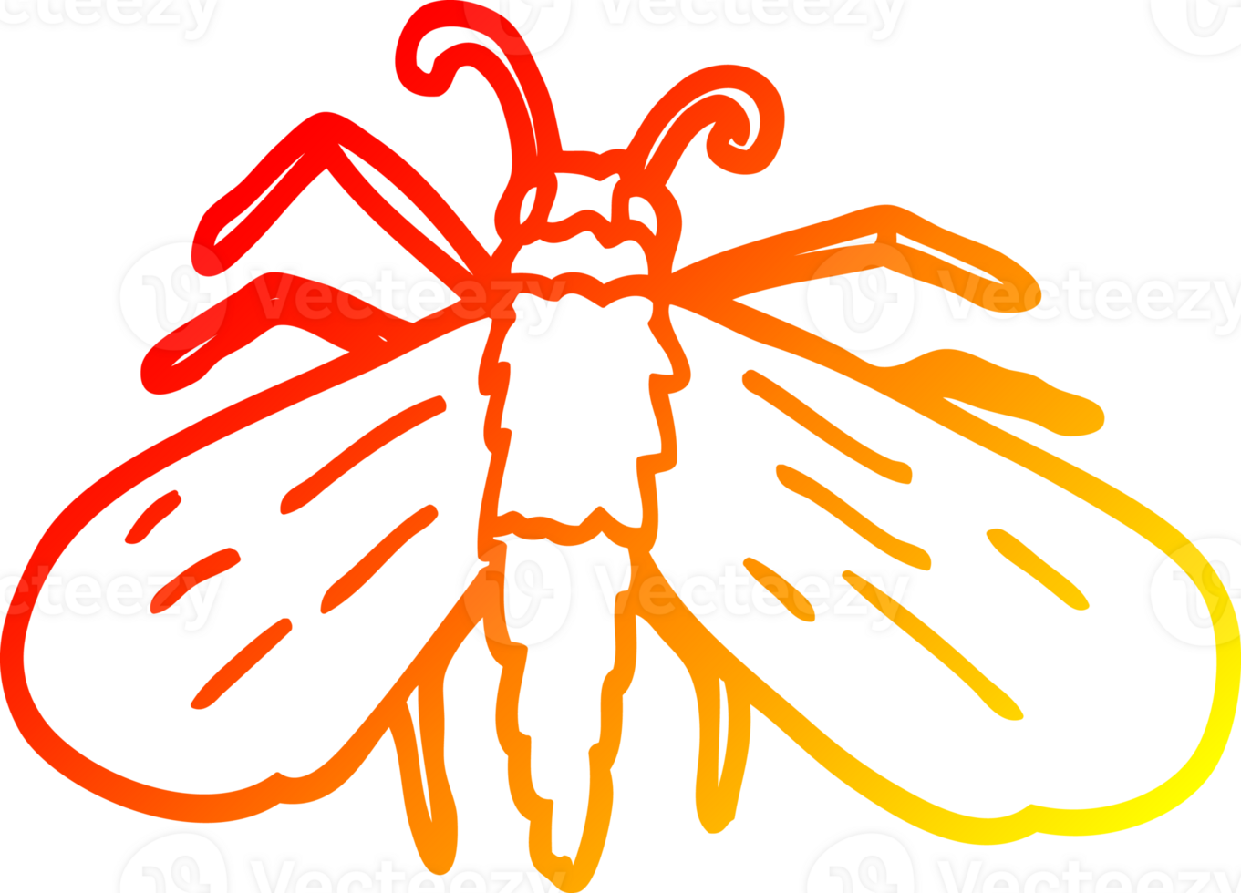 warm gradient line drawing of a cartoon bee png