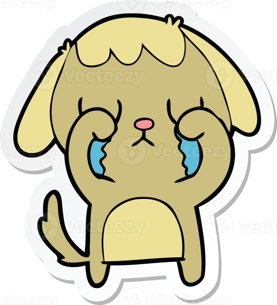 sticker of a cute cartoon dog crying png