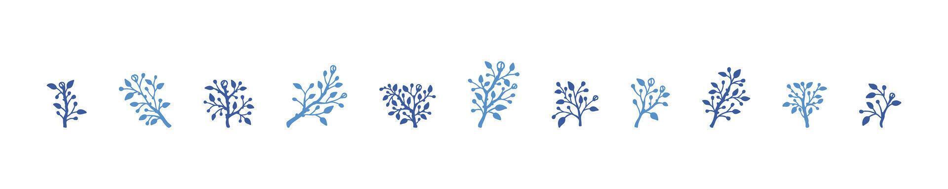 Minimalist silhouette branches with leaves and buds set. Icons and design elements for floral logo, modern wedding invitations, feminine designs, greeting cards, tattoo. Abstract plant twig. vector