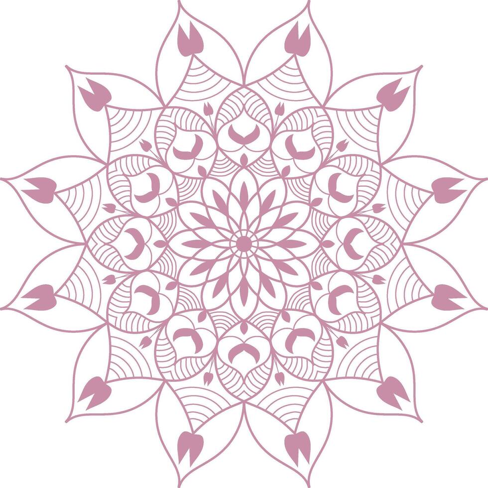A purple flower mandala design with a circular pattern vector