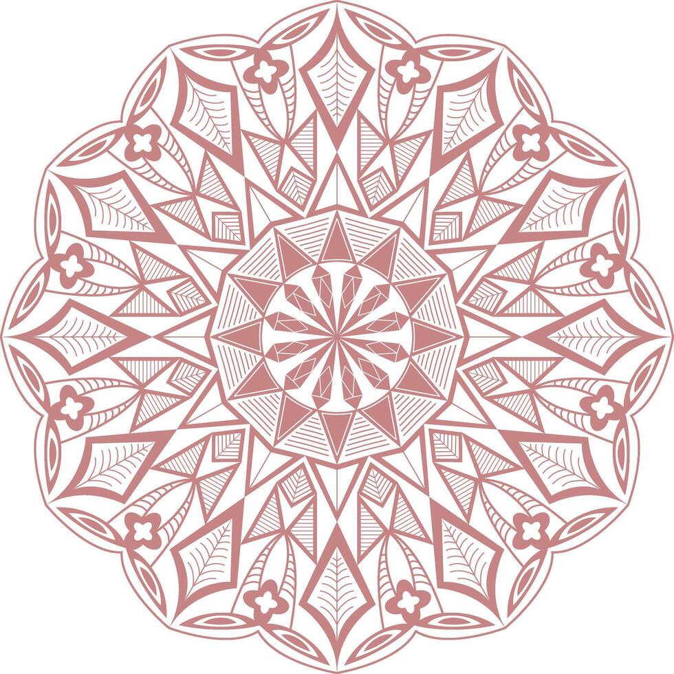 A circular Mandala design with a red and white background vector