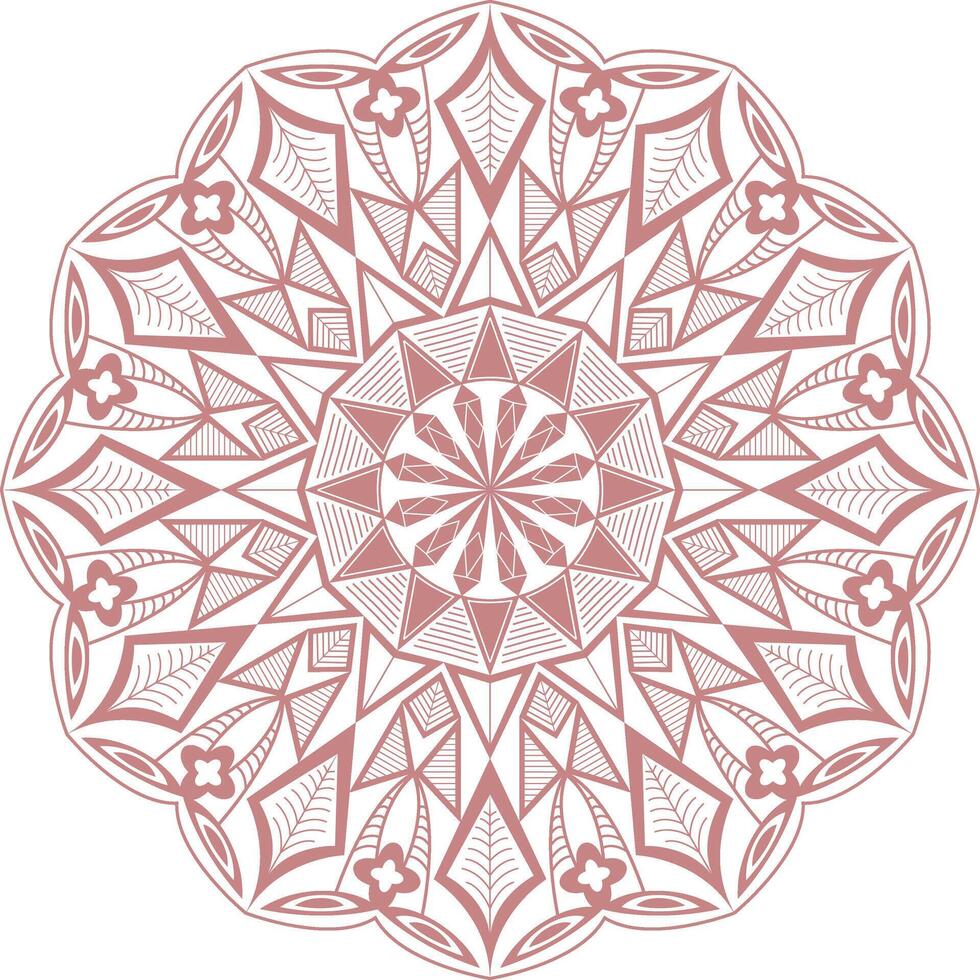 A circular Mandala design with a red and white background vector