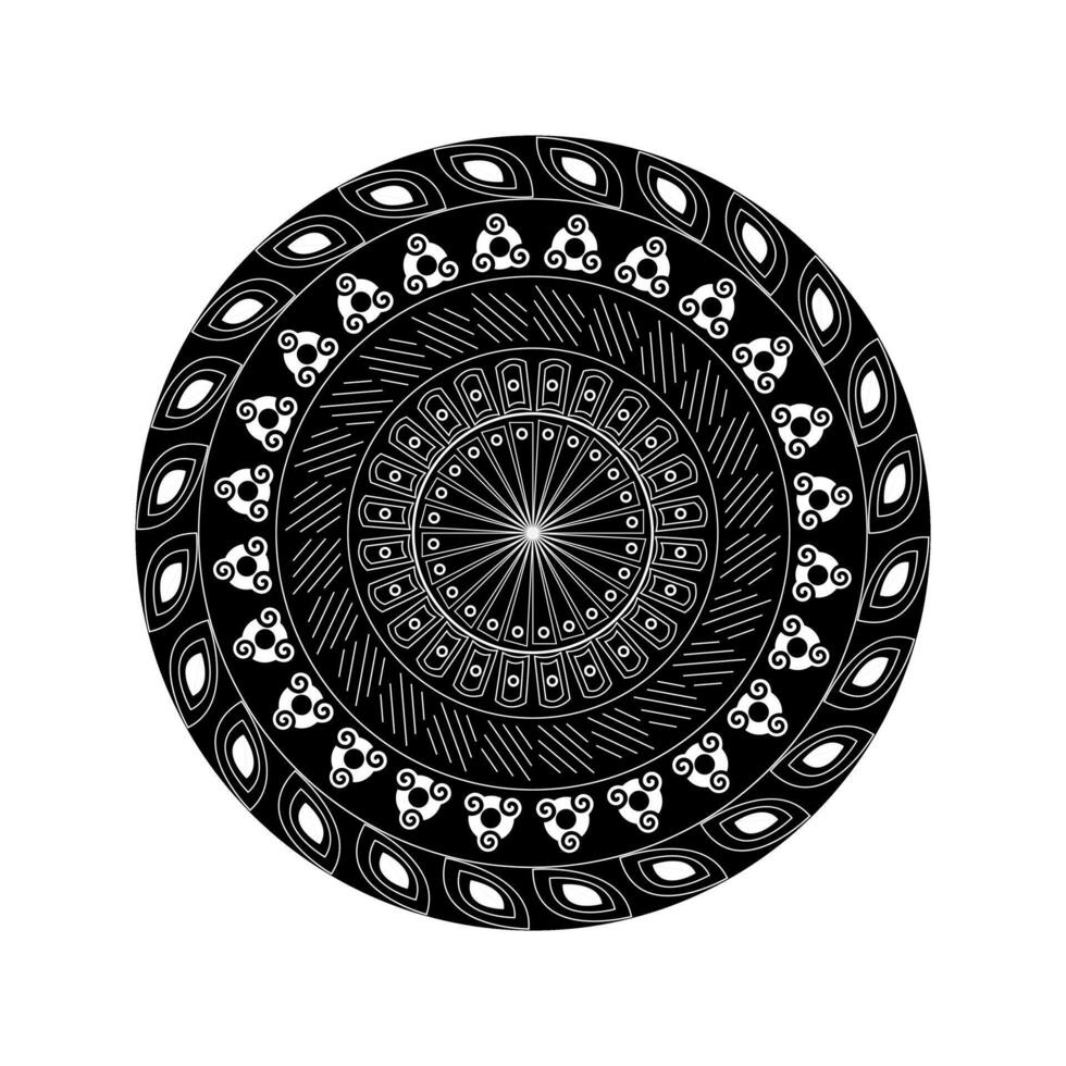 A black and white circular design with a circular pattern. vector