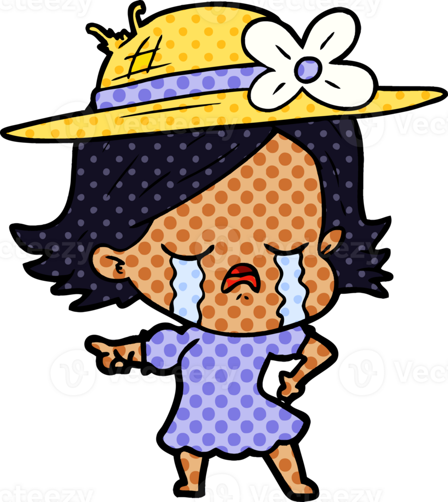 tecknad serie flicka gråt och pekande png