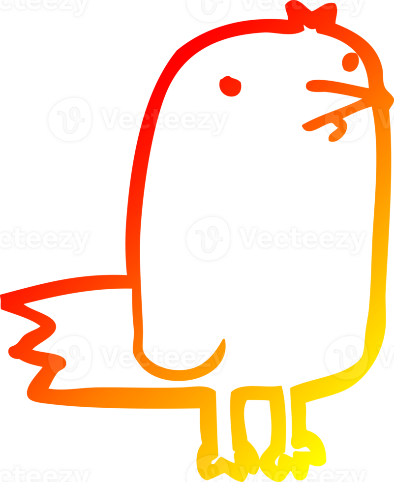 warm gradient line drawing of a cartoon bird png