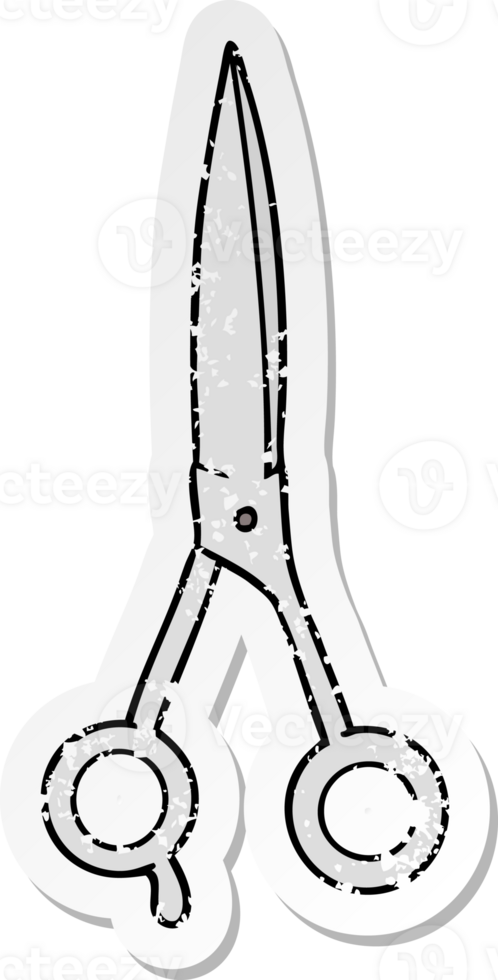 distressed sticker of a cartoon barber scissors png