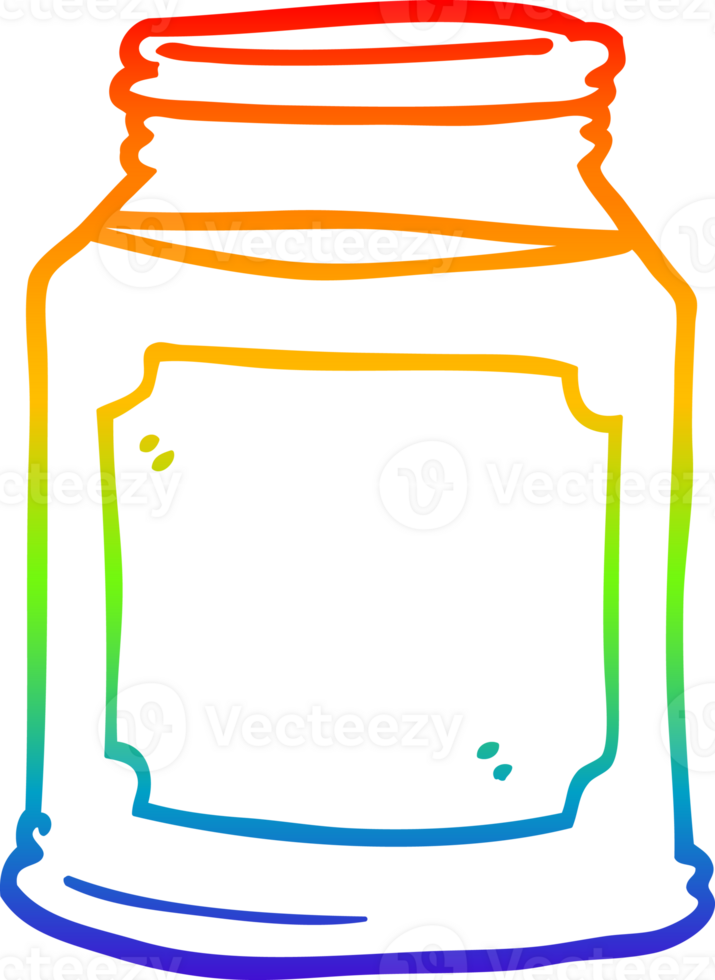 rainbow gradient line drawing of a cartoon liquid in a jar png