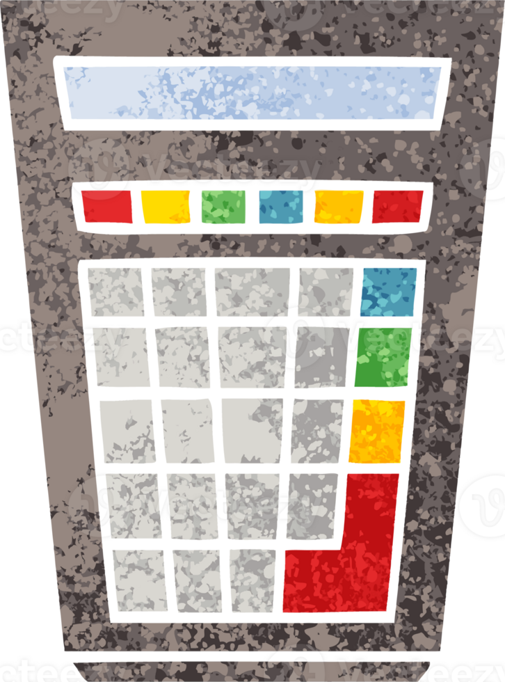 retro illustration style quirky cartoon calculator png