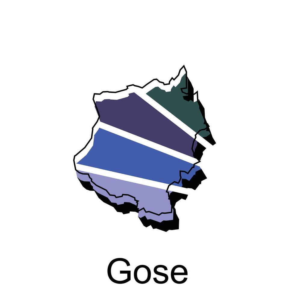 mapa ciudad de gose geométrico logo diseño, resumen geografía moderno logo vector