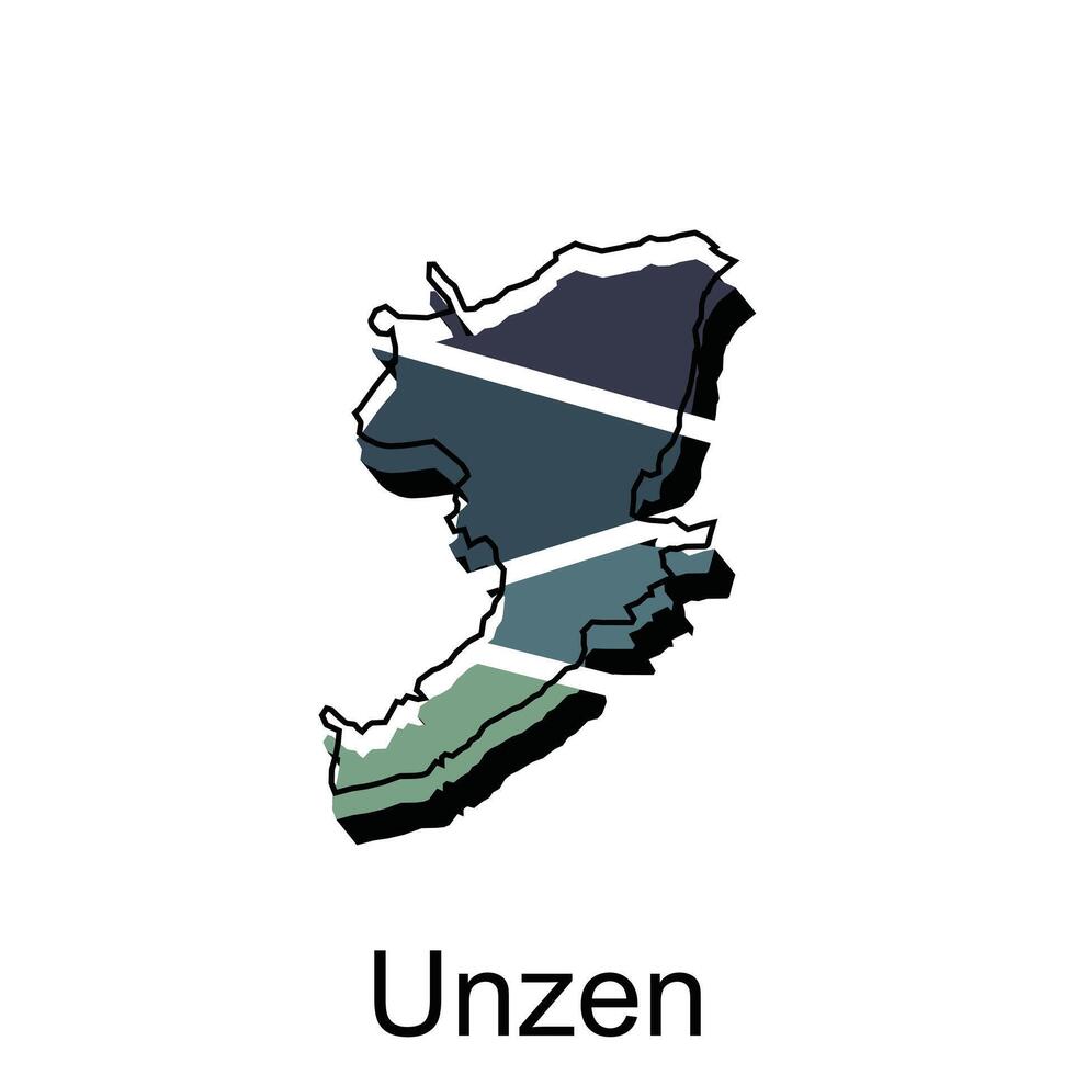 mapa ciudad de unzen geométrico logo diseño, resumen geografía moderno logo vector