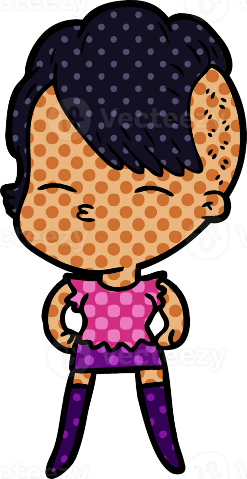cartoon squinting girl png