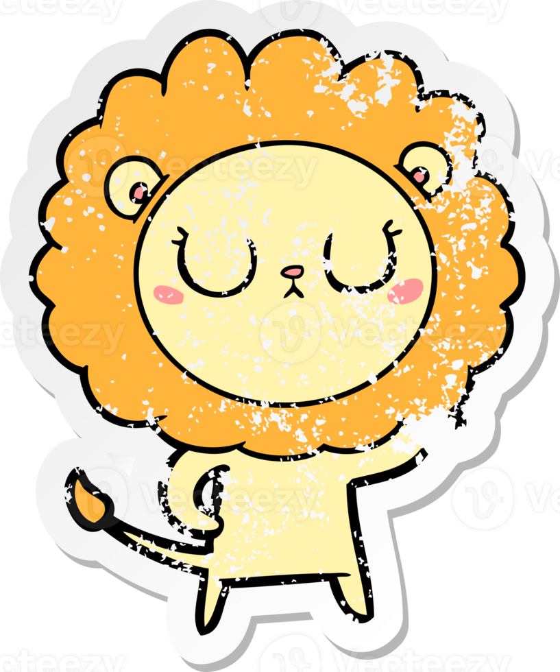 distressed sticker of a cartoon lion png