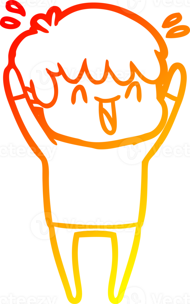 warm gradient line drawing of a cartoon laughing boy png