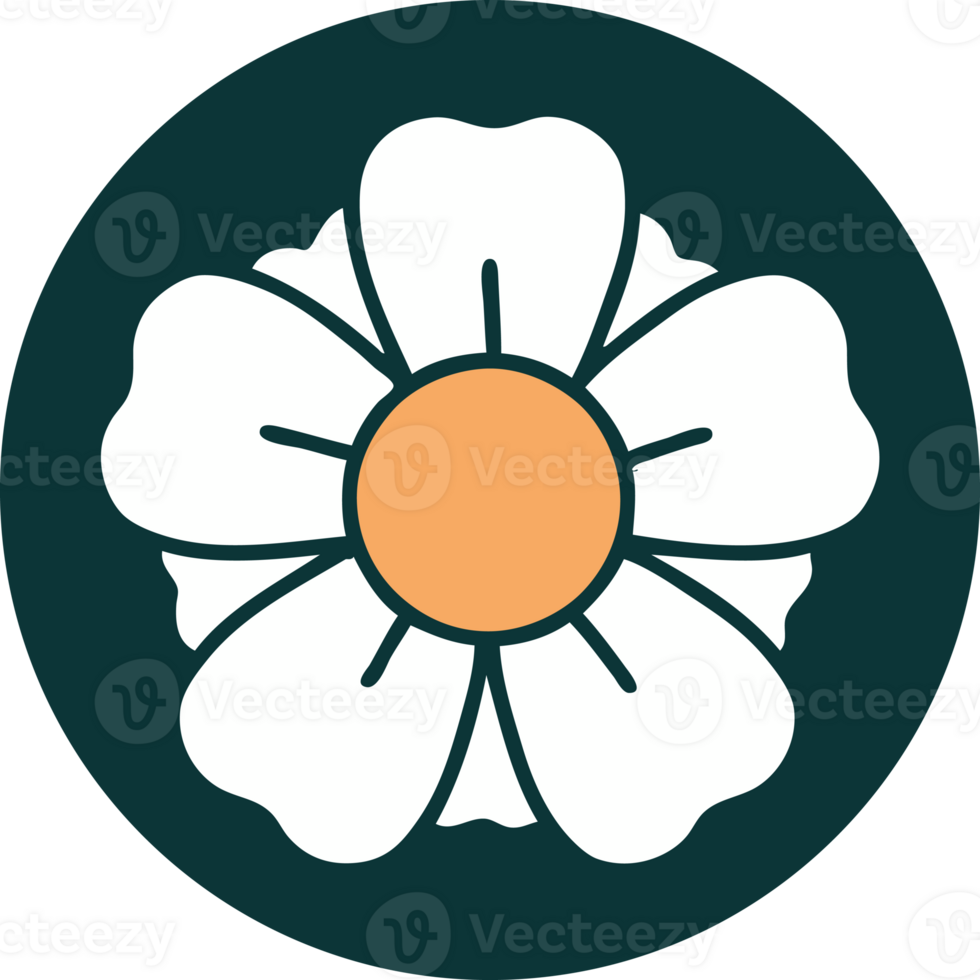 iconic tattoo style image of a flower png