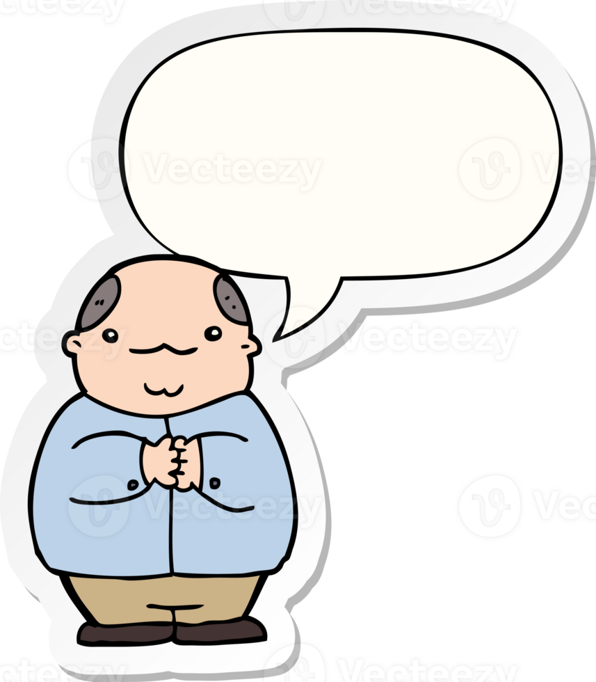 cartoon balding man with speech bubble sticker png