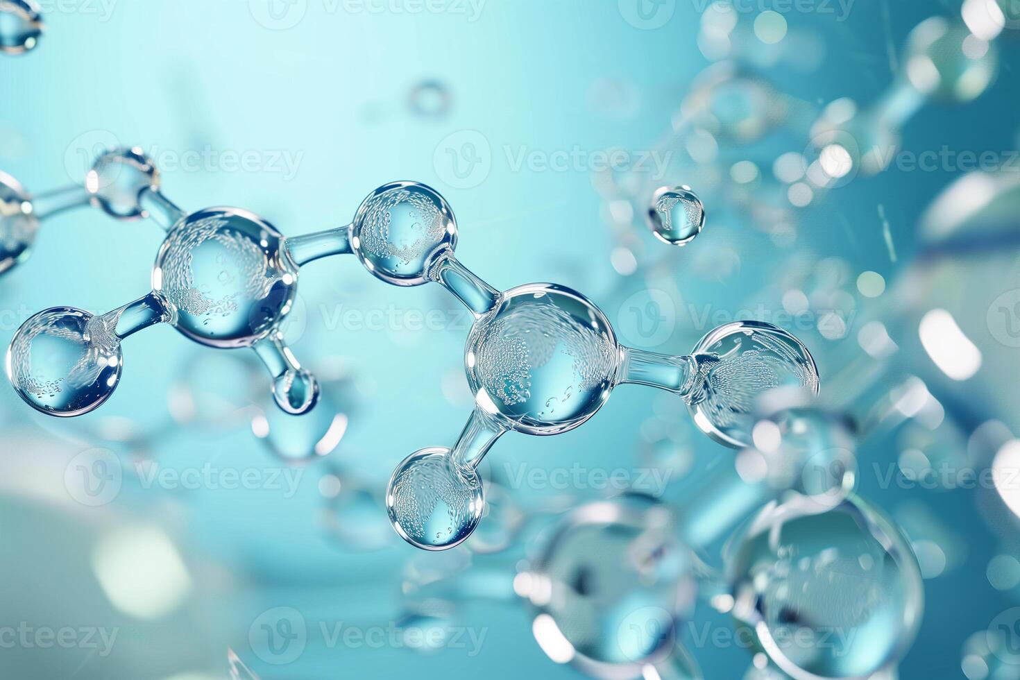 AI generated Molecular structure.  Abstract background with molecules. photo