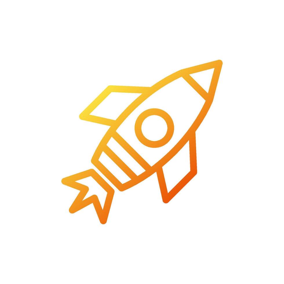 Rocket icon gradient yellow orange business symbol illustration. vector