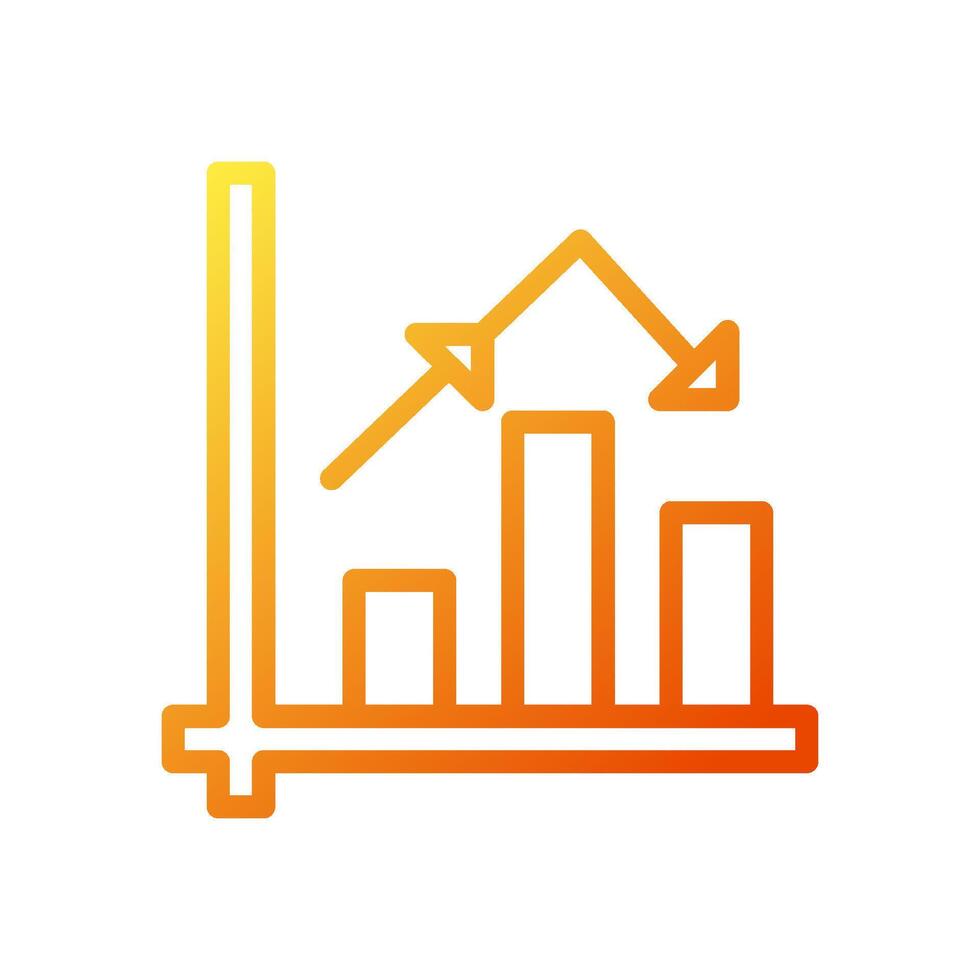 Chart icon gradient yellow orange business symbol illustration. vector