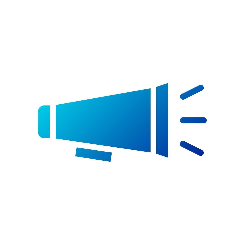 Megaphone icon solid gradient blue business symbol illustration. vector