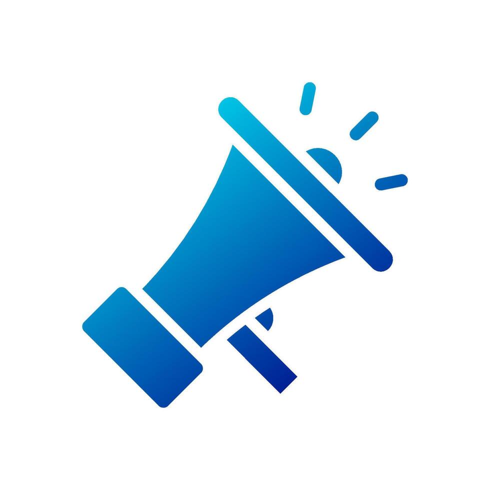 Megaphone icon solid gradient blue business symbol illustration. vector