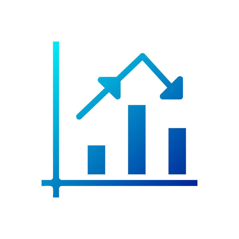 Chart icon solid gradient blue business symbol illustration. vector