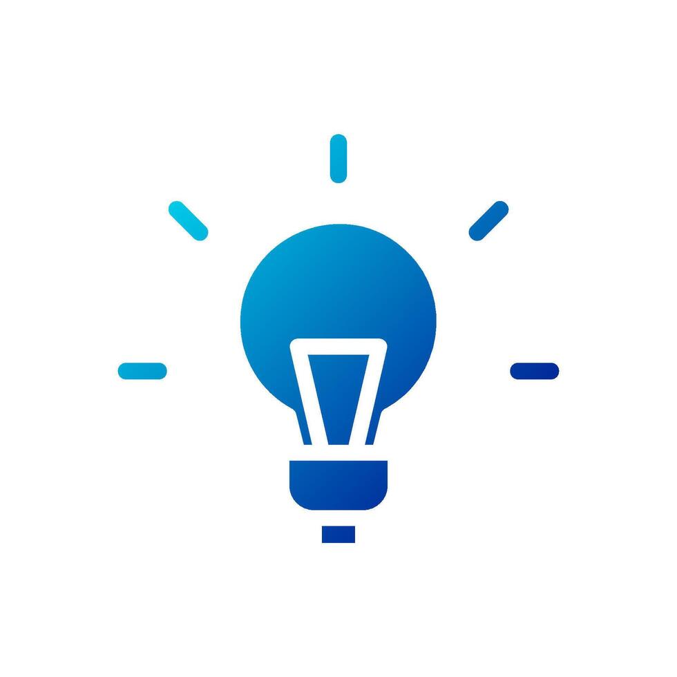 lámpara idea icono sólido degradado azul negocio símbolo ilustración. vector