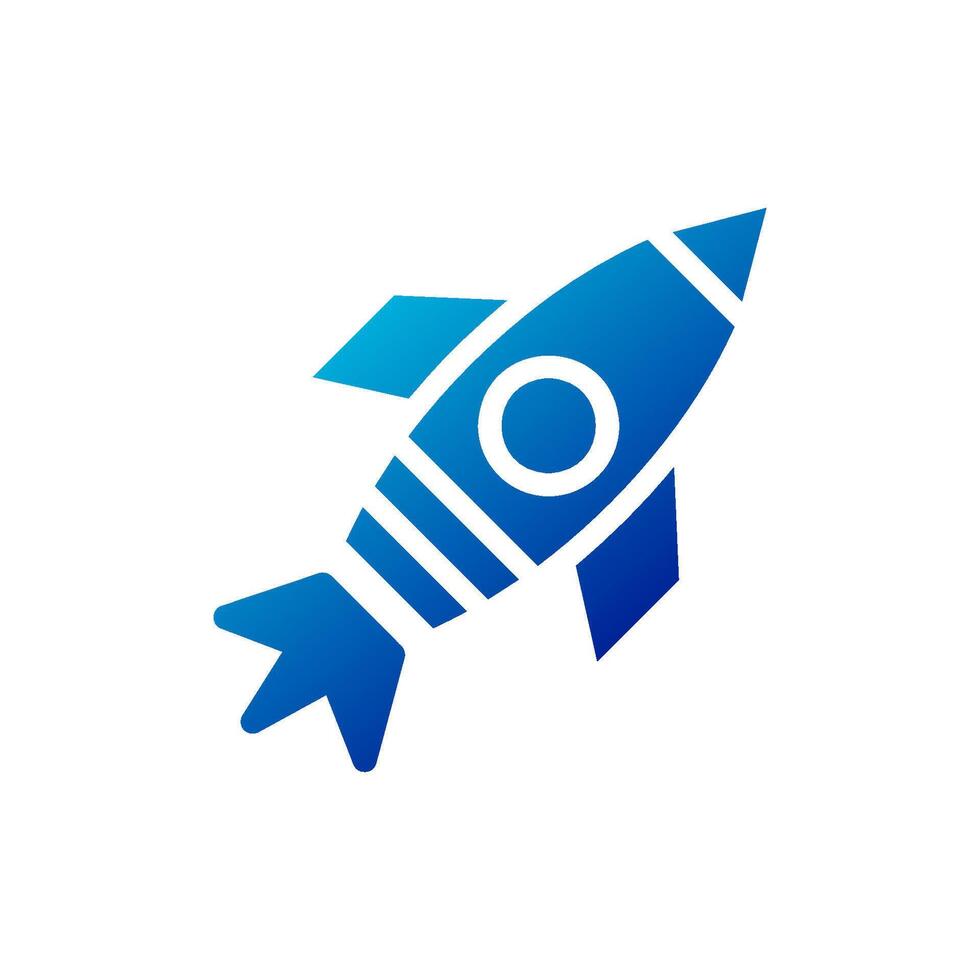 Rocket icon solid gradient blue business symbol illustration. vector