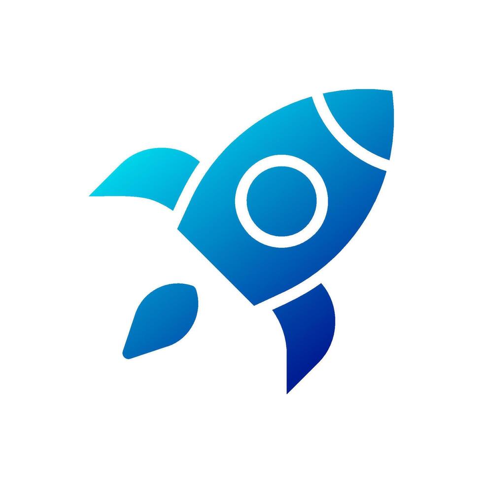 Rocket icon solid gradient blue business symbol illustration. vector