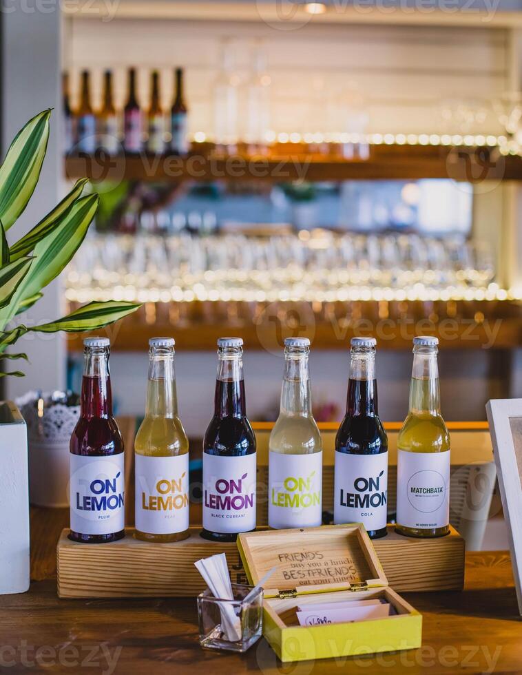 Bottles of cola in a store. photo