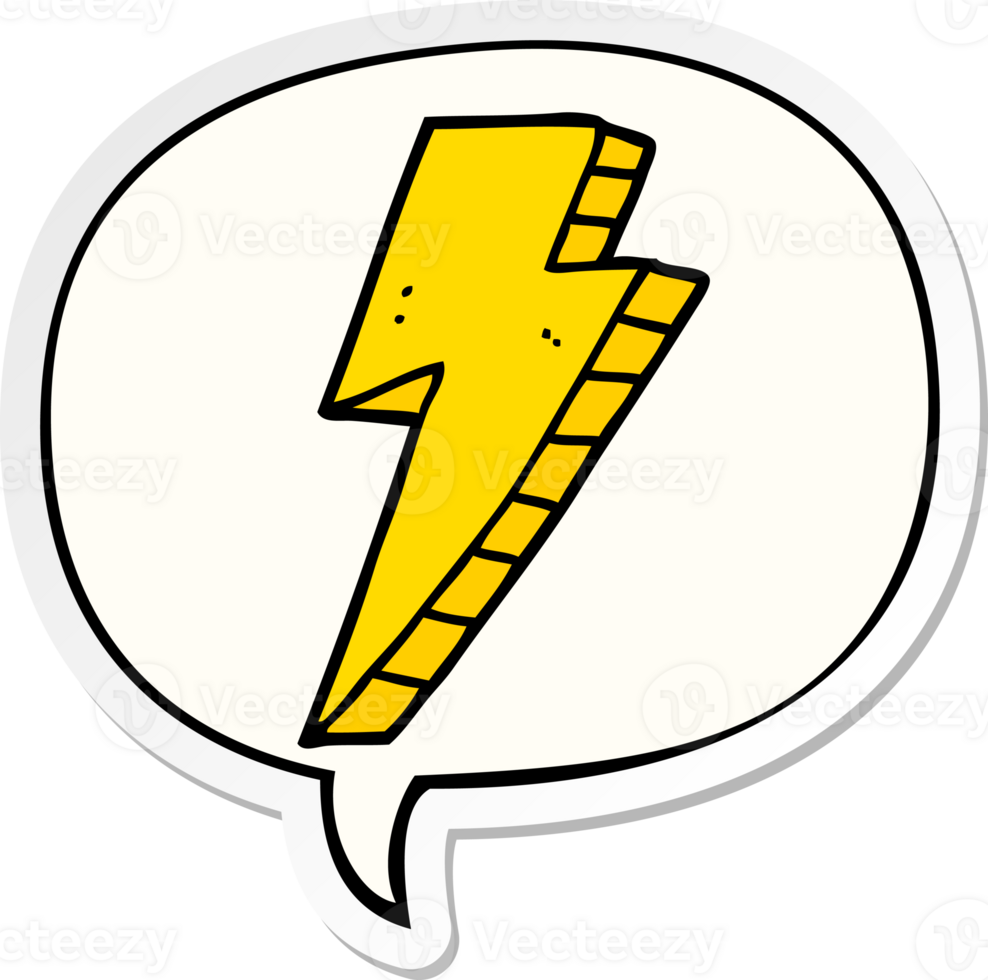 cartoon lightning bolt with speech bubble sticker png