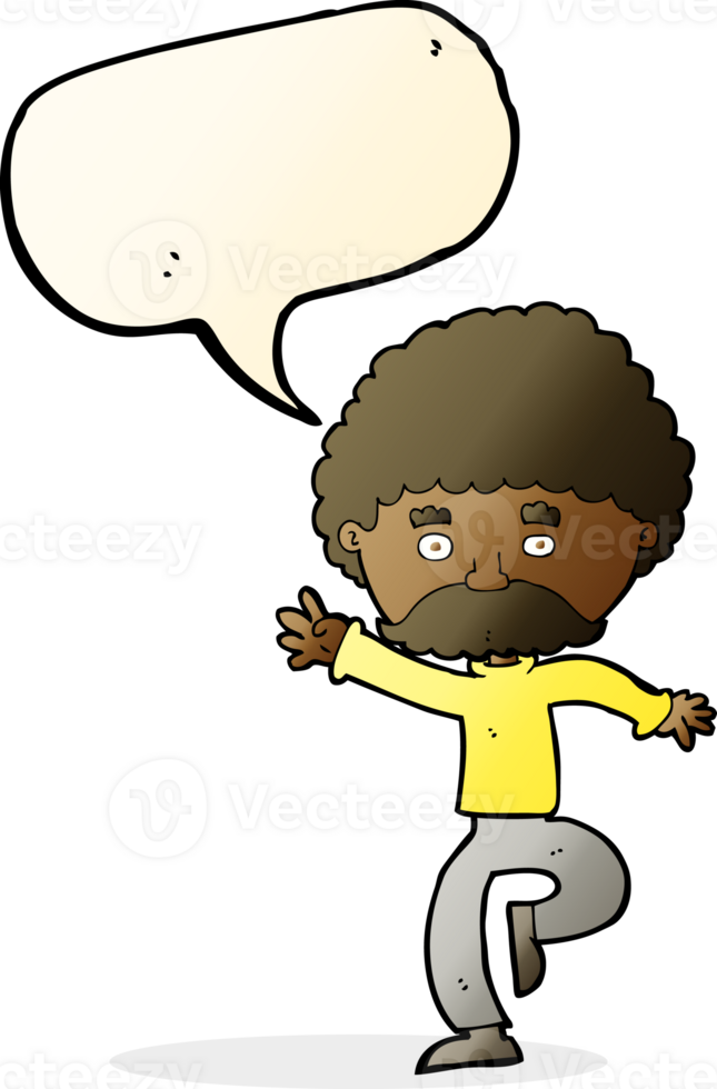 cartoon mustache man disco dancing with speech bubble png